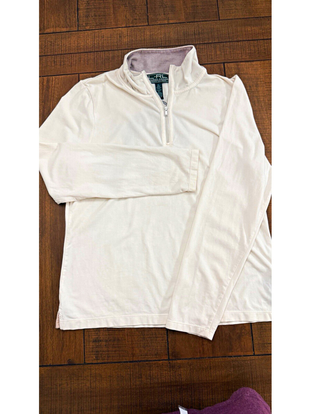 Lauren Ralph Lauren Women's White Solid Knit 1/4 Zip Mock Neck Pullover XL